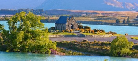 Lago Tekapo e Iglesia del Buen Pastor